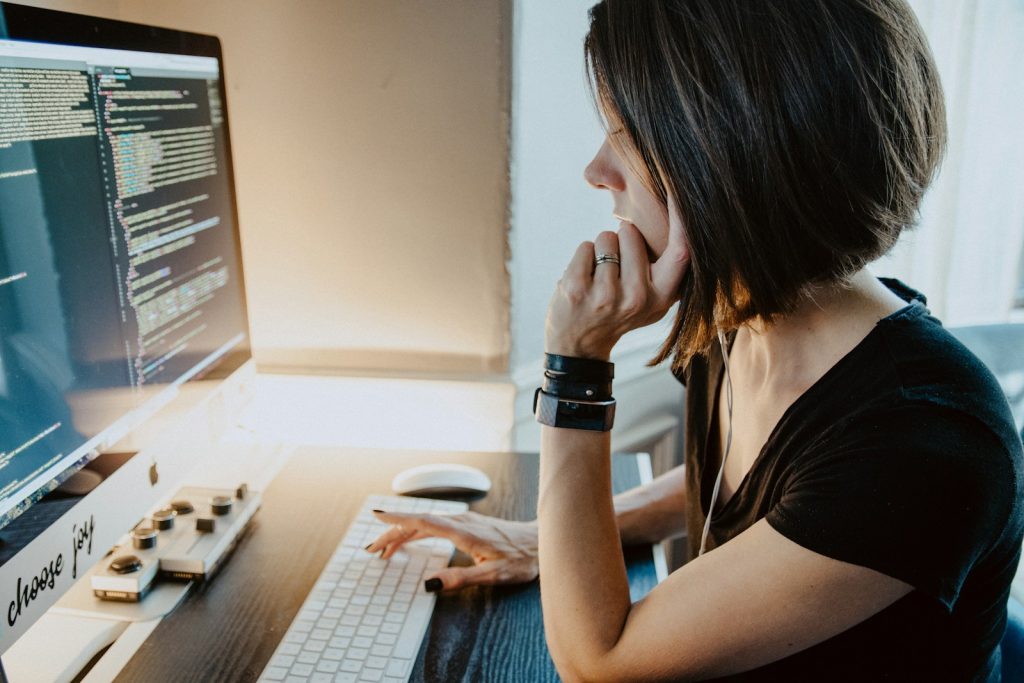 computer keyboard woman programmer